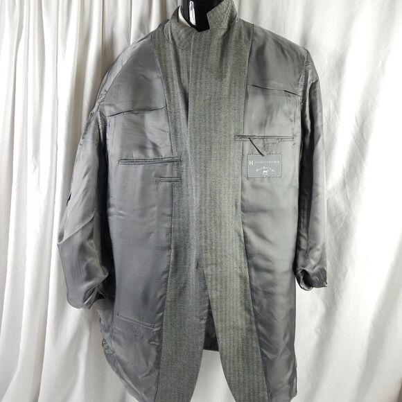 Hickey Freeman Mens 44L Gray Single Vent 2-Button Sports Coat Blazer Jacket - Picture 3 of 10